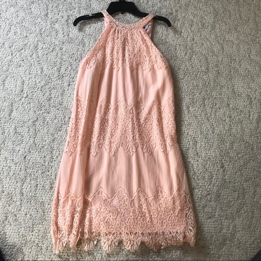 pastel pink lace dress